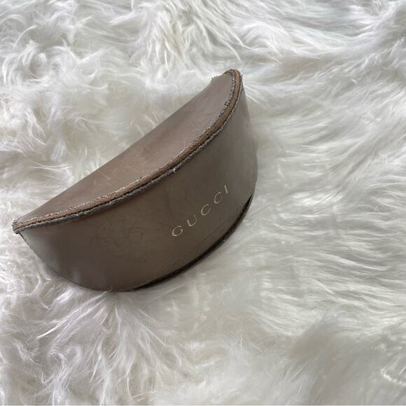 Gucci Unisex Sunglasses Case Glasses Leather Gold Bronze Velvet Interior GG Logo main image 11